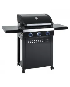 GRILLSTAR ATLANTA 300 - gázgrill (3 égős) 2 db oldalpolc led-világítás dupla falú tető beépített hőmérő könnyen mozgatható rozsdamentes égőfej