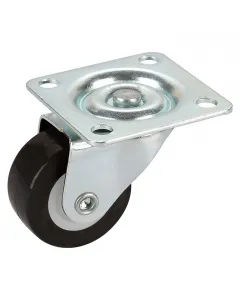 Anyaga: műanyag, acéllemez, poliuretán teherbírás: max. 20 kg kerékátmérő: 30 mm lemezméret: 40 x 40 mm
