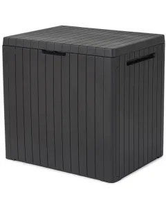 Keter kerti tároló city  Űrtartalom: 113 liter időjárásálló, uv-álló műanyag kompakt méret: 44 × 57,8 × 55 cm modern, grafits