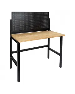 Tömör, 25mm-es fenyő munkalap munkapad mérete: 60x120cm max. terhelés: 100 kg Állítható magasságú lábak akasztófal, 10 db akas