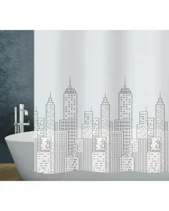 Diaqua zuhanyfüggöny skyline peva anyagból 180 x 200 cm méret előre lyukasztott 8 db függönykarika vízlepergető, könnyen tisztíth