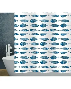 Diaqua zuhanyfüggöny halak, 240 x 180 cm méretben 100 % vízlepergető poliészter anyag  varrott oldalszegélyek és erősített felső