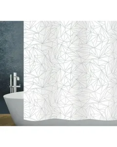 Diaqua zuhanyfüggöny geometria peva anyagból 180 x 200 cm méret előre lyukasztott 8 db függönykarika vízlepergető, könnyen tisztí