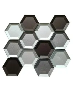 Fliesen hexagon mix - mozaik (fehér/fekete/szürke, 26,5x22,5cm)