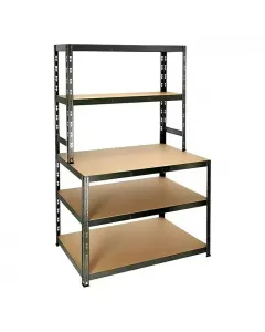 Fémből készült váz 5 darab polccal polcmélység: 30/60 cm max. terhelhetőség: 2x100 kg és 3x200kg/polc szerszám nélküli összes