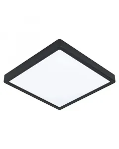 Mennyezeti lámpa modern fekete kerettel beépített led, melegfehér fény 28,5 × 28,5 cm lapos kialakítás ip44 védettség fröccsenő 