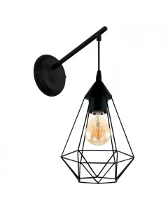 Eglo tarbes falilámpa vintage stílusban fekete, ipari acélból készült burkolat 1 x max. 60 w-os e27-es foglalat hagyományos és led-f