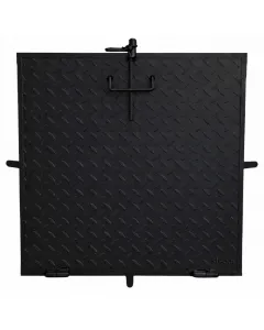 Aknafedlap lakatolható kivitelben 60 × 60 cm méret 3 mm vastag acél fekete porfestett felület nem terhelhető kivitel