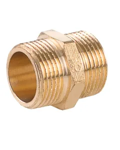 Sárgaréz közcsavar külső menetes csőcsatlakozások kialakításához kk, azaz külső menet–külső menet kialakítás 3/4″ × 3/4