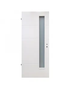 Beltéri ajtólap 90 x 210 cm-es falnyílásba fehér színű, lakkozott ajtólap savmart üvegezéssel balos nyílásirány 4 db finom fel
