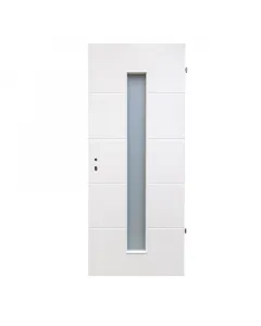 Beltéri ajtólap 90 x 210 cm-es falnyílásba fehér színű, lakkozott ajtólap savmart üvegezéssel jobbos nyílásirány 4 db finom fe