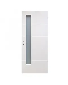 Beltéri ajtólap 100 x 210 cm-es falnyílásba fehér színű, lakkozott ajtólap savmart üvegezéssel jobbos nyílásirány 4 db finom f