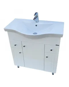 Saneco 80-as fürdőszobabútor szett albatros kerámiamosdóval bútor mérete: 80x47x88 cm mosdó mérete: 80x47x5 cm krómozott fémfo