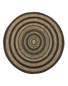 Síkszövött kültéri szőnyeg Átmérő: 120 cm súlya: 1150 g/m2 anyaga: 100% polipropilén színe: natúr-fekete