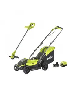 Ryobi olm1833lt23a-140 akkus fűnyíró és szegélynyíró szett ideális megoldás kisebb kertek teljes körű ápolásához 18 v one+ akk