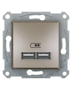 Schneider asfora usb töltős aljzat ip20 és ik04 védettség 2 db usb-a port csavaros rögzítés bronz színű