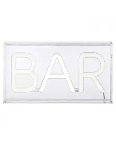 Bar feliratú neonfényű dekor lámpa beépített led-fényforrással stílusos, modern dizájn vezeték nélküli kivitelben usb csatlako