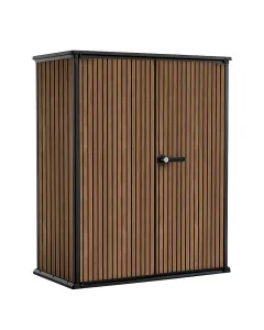 Keter signature venetian high store kerti tárolószekrény (1400 l) nagy kapacitású tároláshoz decocoat™ fa hatású műanyag anyag, 