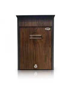 Utcai design postaláda kompakt méret, névjegytartóval horganyzott acélból antracit-dió színű első és hátsó bedobónyílás zár