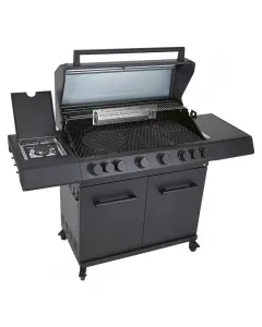 Kingstone gázgrill cliff 6500 beast (black edition) masszív, zománcozott öntöttvas grillrács sütőfelület: 90,5 x 45 cm 5 rozsdament