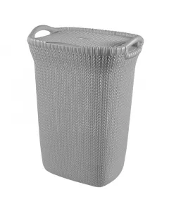 Curver szennyestartó knit szürke színben 57 l űrtartalommal szőtt mintázat megerősített perem és 2 nagy fogantyú 270°-ban nyíló