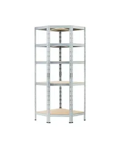 Sarok salgó polc fa alapanyagú polclapokkal teherbírás: 175 kg polconként, egyenletes terhelés mellett​ méretek: 180 cm x 70 cm x 4