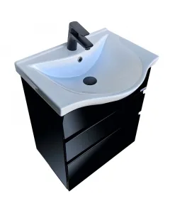 Momento new mosdószekrény kerámia mosdóval magasfényű, festett fekete kivitel mérete: 55 cm széles 2 db csillapítós fiók a kénye
