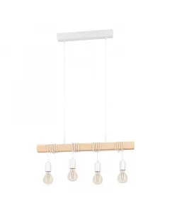 Eglo townshend függőlámpa fehér acél és modern fa kivitelben 4 x max. 60 w e27-es foglalattal ip20 védelem beltéri használathoz mo