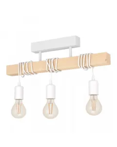 Mennyezeti lámpa fehér acél és modern fa kivitelben 3 x max. 60 w e27-es foglalattal ip20 védelem beltéri használathoz modern, ipari
