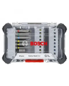 A bosch extra hard bitkészlet általános csavarozási feladatokhoz készült 43 db bitet tartalmaz különféle méretekhez és csavarfeje