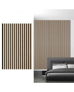 Sonido elements világos tölgy akusztikus falpanel beltéri használatra 14 db mdf csík természetes fafurnérral és 9 mm filc réteg mé