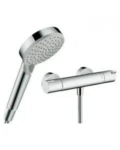 Hansgrohe zuhanycsaptelep szett vernis blend  termosztátos csaptelep és 100 mm-es kézizuhany  két vízsugár-forma  Állítható hőm
