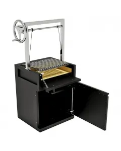 Kingstone kültéri állítható grill konyhamodul a cube kültéri konyharendszer részeként 49 × 44 cm méretű rozsdamentes acél grill