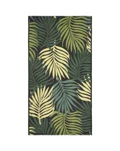 Síkszövött kültéri szőnyeg mérete: 120 x 170 cm súlya: 1100 g/m2 anyaga: 100% polipropilén zöld szín, pálmaleveles mintával