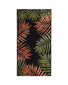 Síkszövött kültéri szőnyeg mérete: 80 x 150 cm súlya: 1100 g/m2 anyaga: 100% polipropilén fekete színű, piros-zöld pálmalevél 