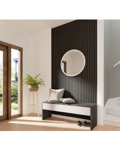Falpanel láva-fekete színben, akusztikus kivitelben 1,56 m² fedés csomagonként mdf léc + filc hátlap szerkezettel függőlegesen vagy