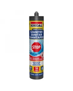 A soudal szaniter szilikon stop magas páratartalmú helyiségekben, antracit színben ad tömítést penészálló összetétel hosszú tá