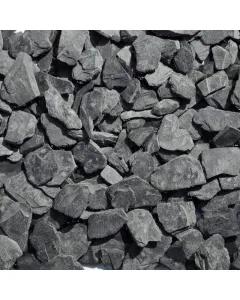 Scherf zúzott palakő grafit színben, 20-40 mm, 20 kg dekoratív talajtakaró mulchágyásokhoz és fák köré csillogó hatás nedvessé