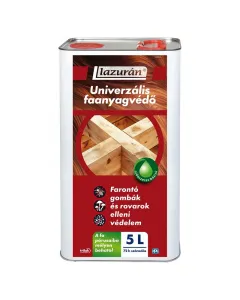 Lazurán univerzális faanyagvédő 5 literes kiszerelésben kültéri használatra mélyen behatol a fa pórusaiba biocidot tartalmaz gazda