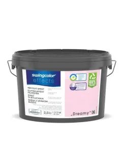 Beltéri falfesték dekoratív, csillogó hatással rózsaszín „dreamy” árnyalat, elegáns megjelenés kiváló fedőképesség, egyen