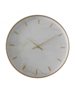 Falióra modern dizájnnal, fehér-arany színben márványos mintázatú Átmérő: 30 cm kerek alakú