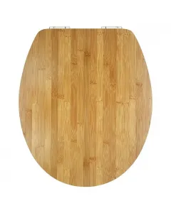 Poseidon wc-ülőke bambusz, fa alapanyagból szendvics design, a fedél és az ülőgyűrű egy síkban záródik lecsapódásgátló kivit