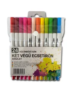 Kétvégű ecsetfilc - ecsetiron készlet, vékonyabb és vastagabb heggyel 24 darabos, sokoldalúan használható bliszteres, patentos zár