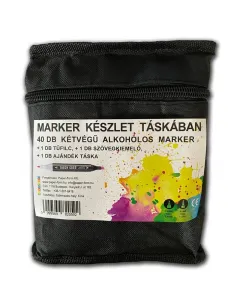 Marker készlet 40 db kétvégű alkoholos markerrel 1 db tűfilc a precíz vonalakhoz 1 db szövegkiemelő a jegyzeteléshez praktikus ajá