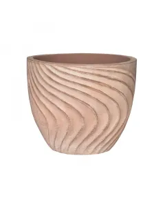 Kültéri virágcserép a wave termékcsaládból 53 cm átmérőjű, kerek kialakítás hullámmintás felület, vintage tób szín kézzel