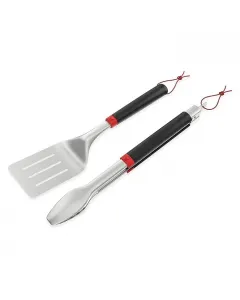 Weber grill fogó és lapát, praktikus készletben rozsdamentes acél kivitel ergonomikus markolat zárható fogó akasztófül