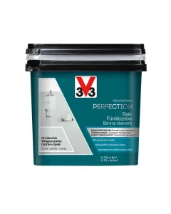 V33 rénovation perfection fürdőszobafesték csempére és bútorra világosszürke szín, 0,75 l kiszerelés közvetlenül felhordható 