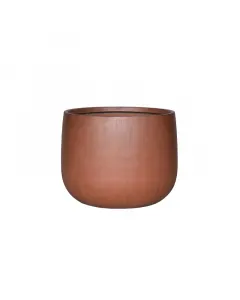 Kültéri virágcserép a pure termékcsaládból 44 cm átmérőjű, kerek kialakítás természetes barna szín modern megjelenéssel kéz