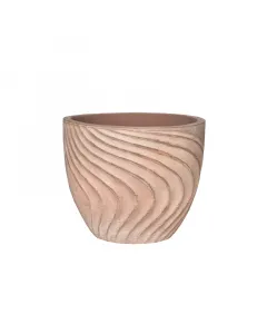 Kültéri virágcserép a wave termékcsaládból 42 cm átmérőjű, kerek kialakítás hullámmintás felület, vintage tób szín kézzel