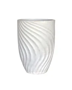 Kültéri virágcserép a wave termékcsaládból 45 cm átmérőjű, magas, kerek kialakítás hullámmintás felület, vintage fehér szí